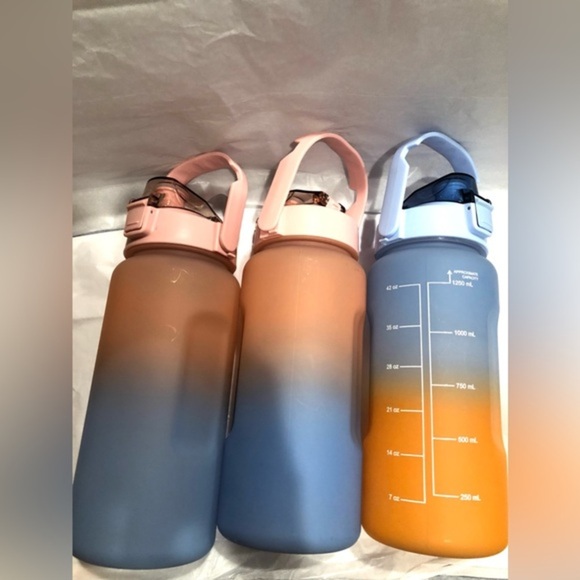 Green purple ombre motivational words time to drink reusable sports water bottle - Picture 9 of 11